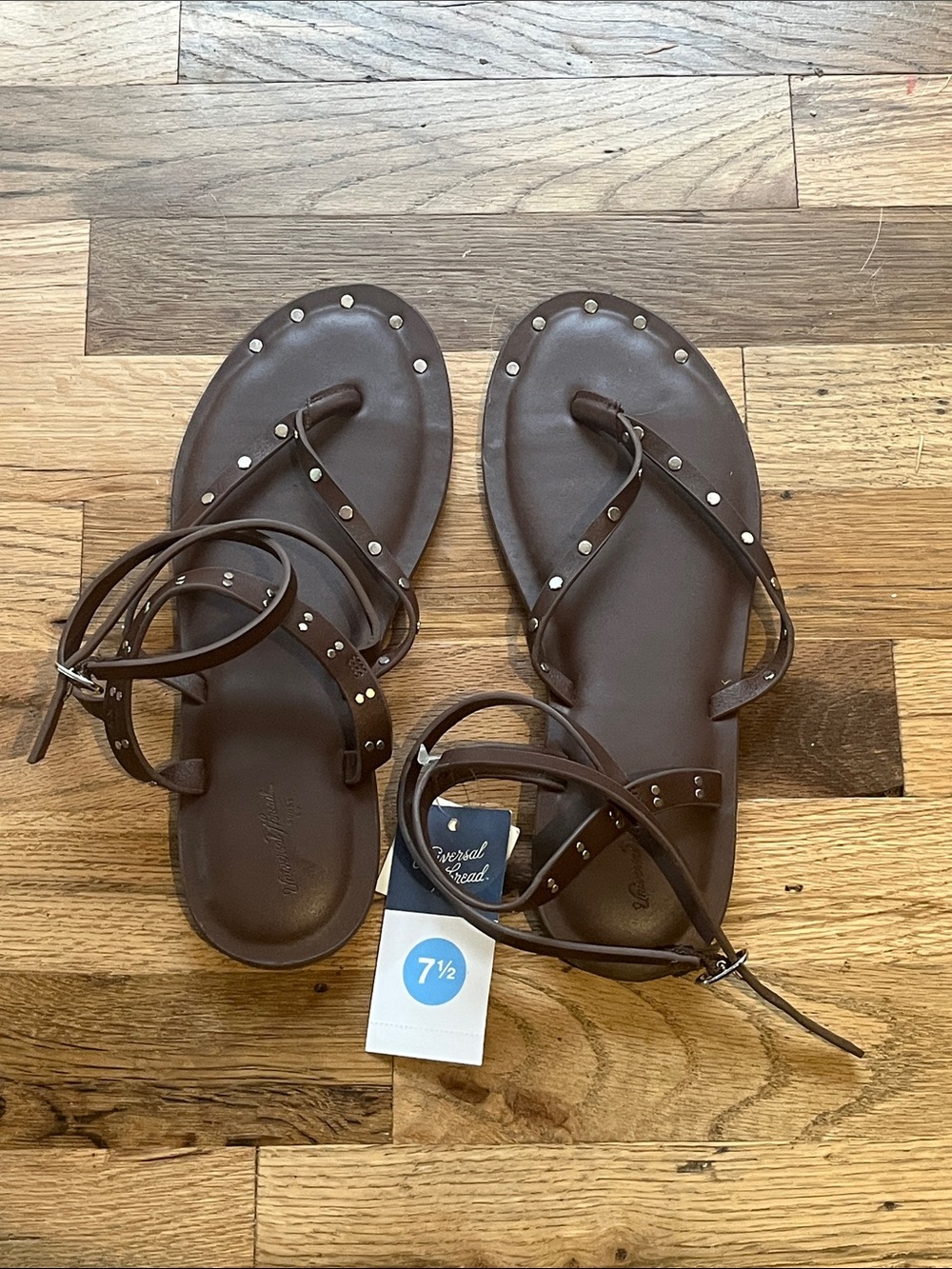 Universal Threads Nikki Dark Brown Studded Wrap T-Strap Sandals